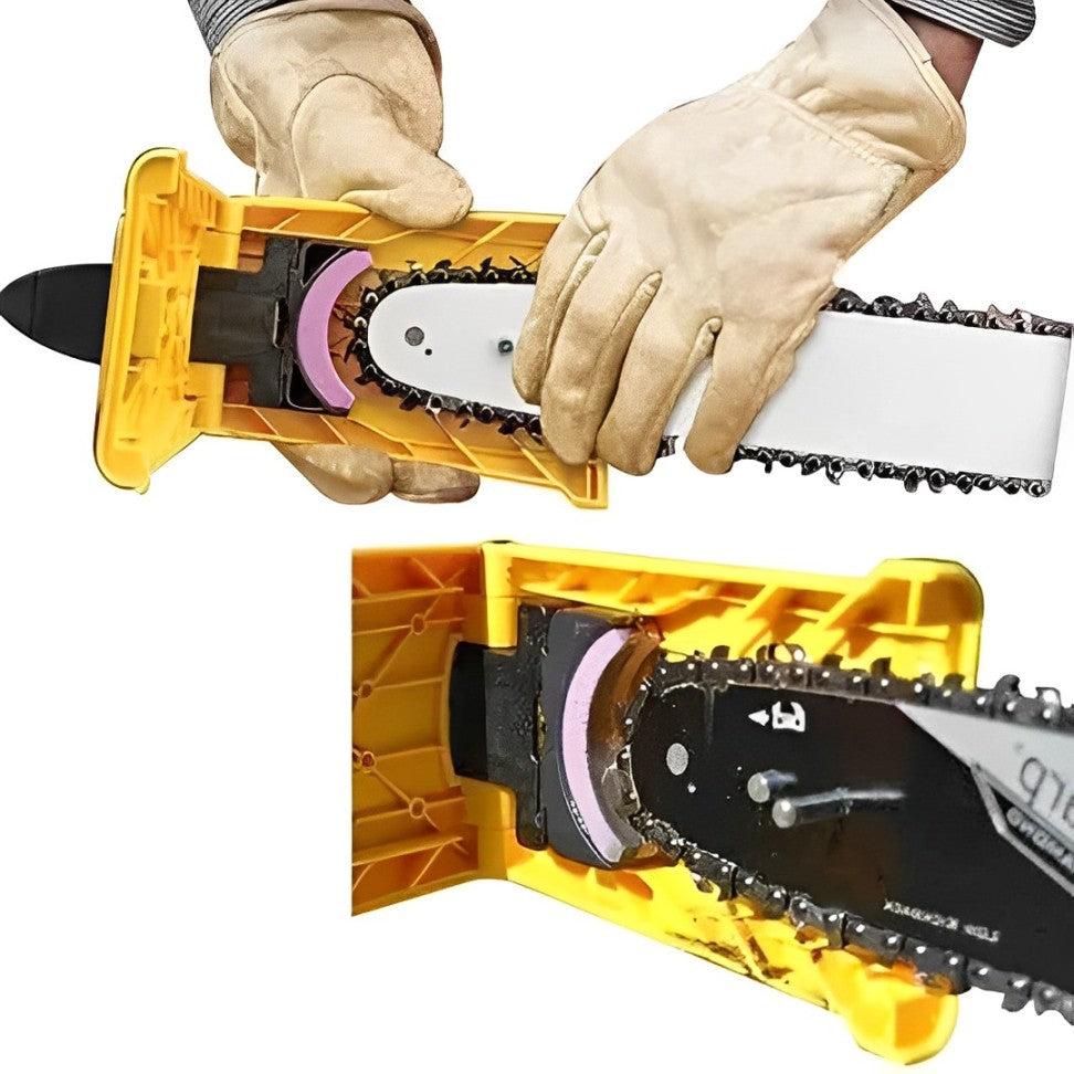 Universal portable chainsaw blade sharpener, ensuring sharp chains for efficient woodcutting tasks.