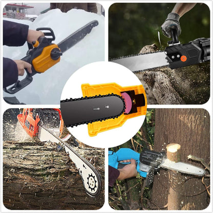 Universal portable chainsaw sharpener, making blade renewal easy for any woodcutting enthusiast.