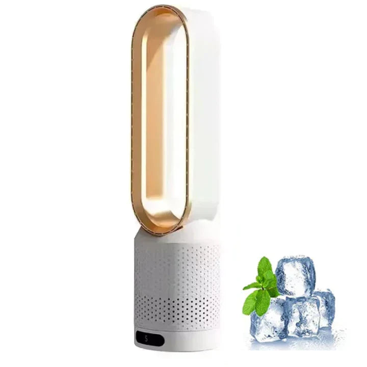Bladeless fan and air purifier combo for clean, cool air. Portable design for home & office comfort.