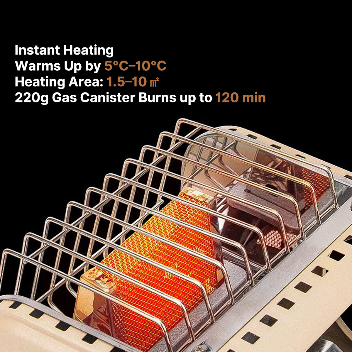 Gas heater designed for camping, lightweight and portable for easy travel