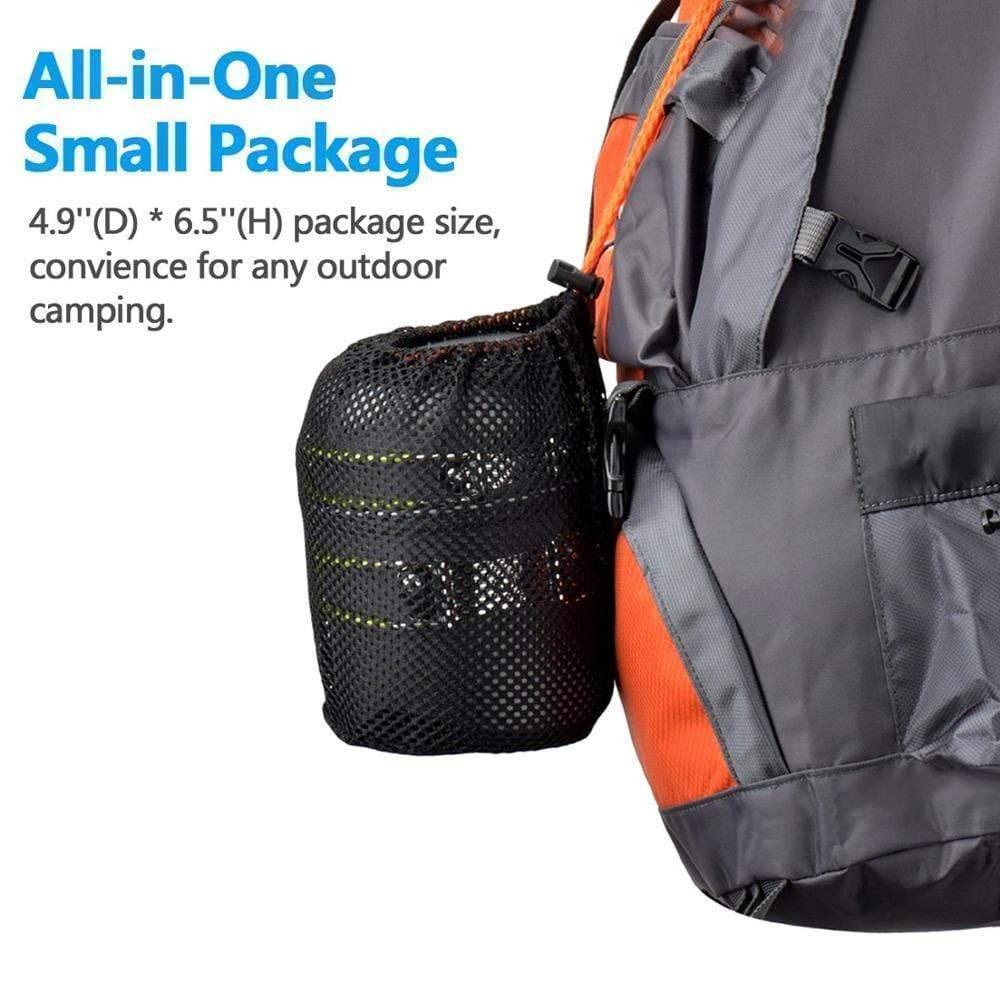 Integrated outdoor cookware system with a mini stove, designed for efficient camping and backpacking.
