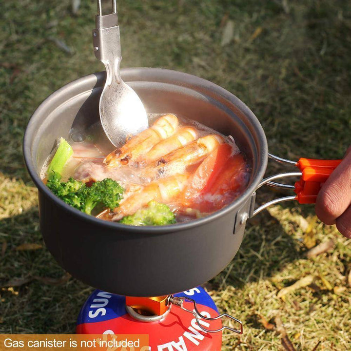 Survival mini stove and cookware set, an essential for any outdoor adventure or camping trip.