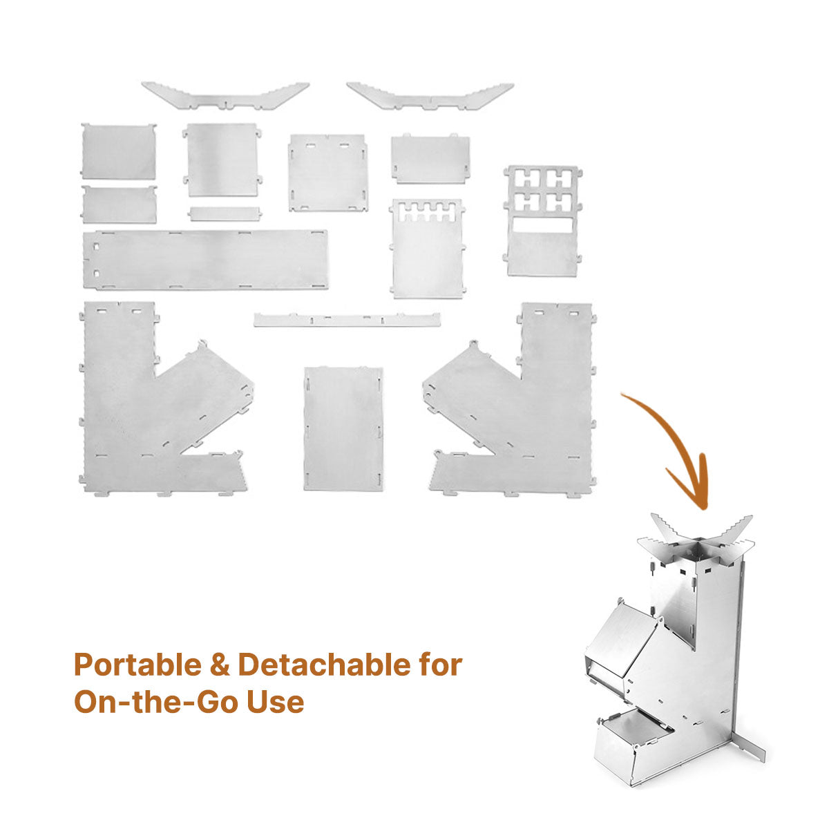 Efficient portable rocket stove, great for camping, hiking, and camp kitchen use