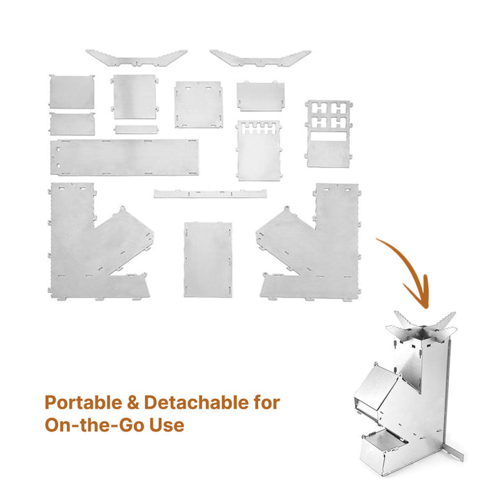 Efficient portable rocket stove, great for camping, hiking, and camp kitchen use