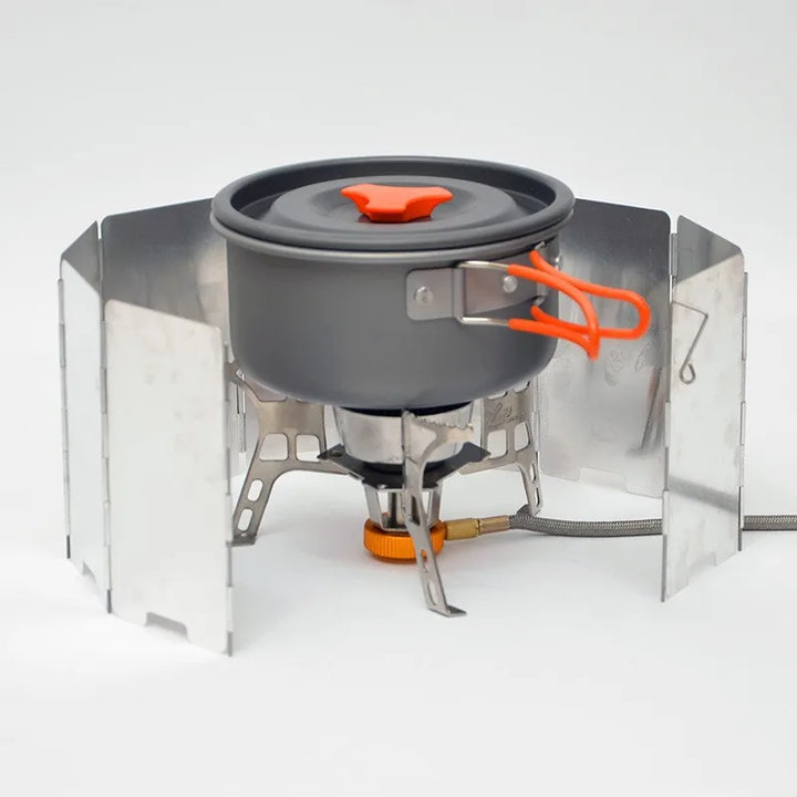 Camping gear: portable stove windscreen for outdoor cooking and picnic gas stoves