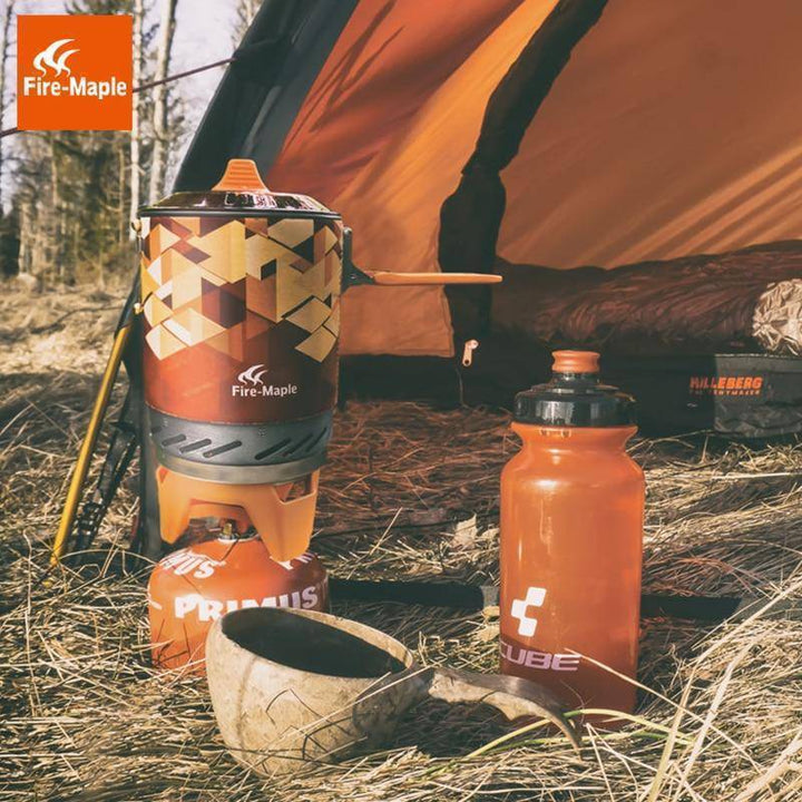 Durable backpacking stove with included heat exchanger for efficient outdoor use.