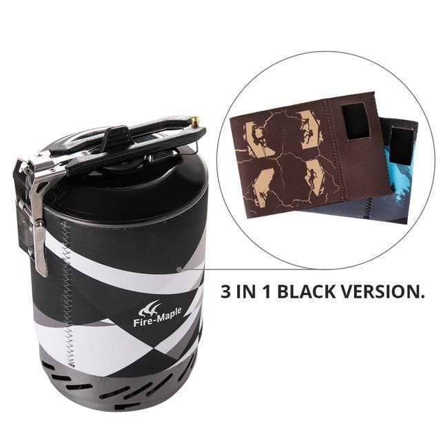 Camp kitchen essential: high-efficiency outdoor stove with heat exchanger pot.