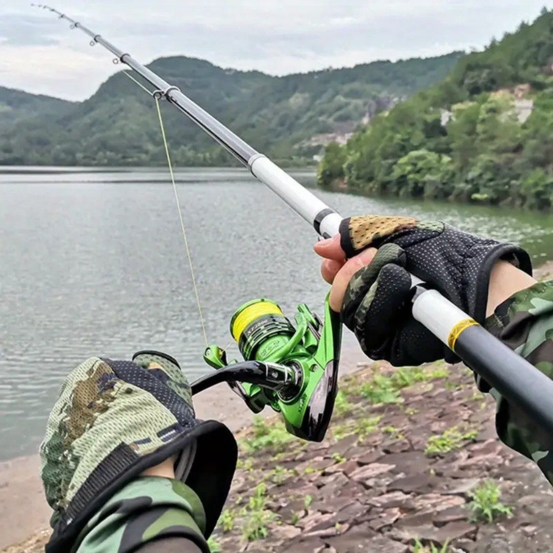 Portable carbon fiber telescopic fishing rod for predator angling and outdoor sports, extended view.