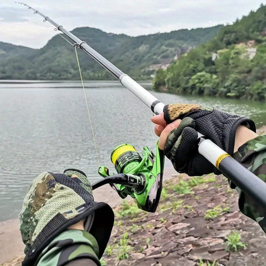 Portable carbon fiber telescopic fishing rod for predator angling and outdoor sports, extended view.