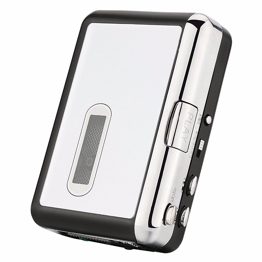 Retro tech USB cassette to MP3 converter, like a modern walkman. Enjoy digital conversion of your old tapes.