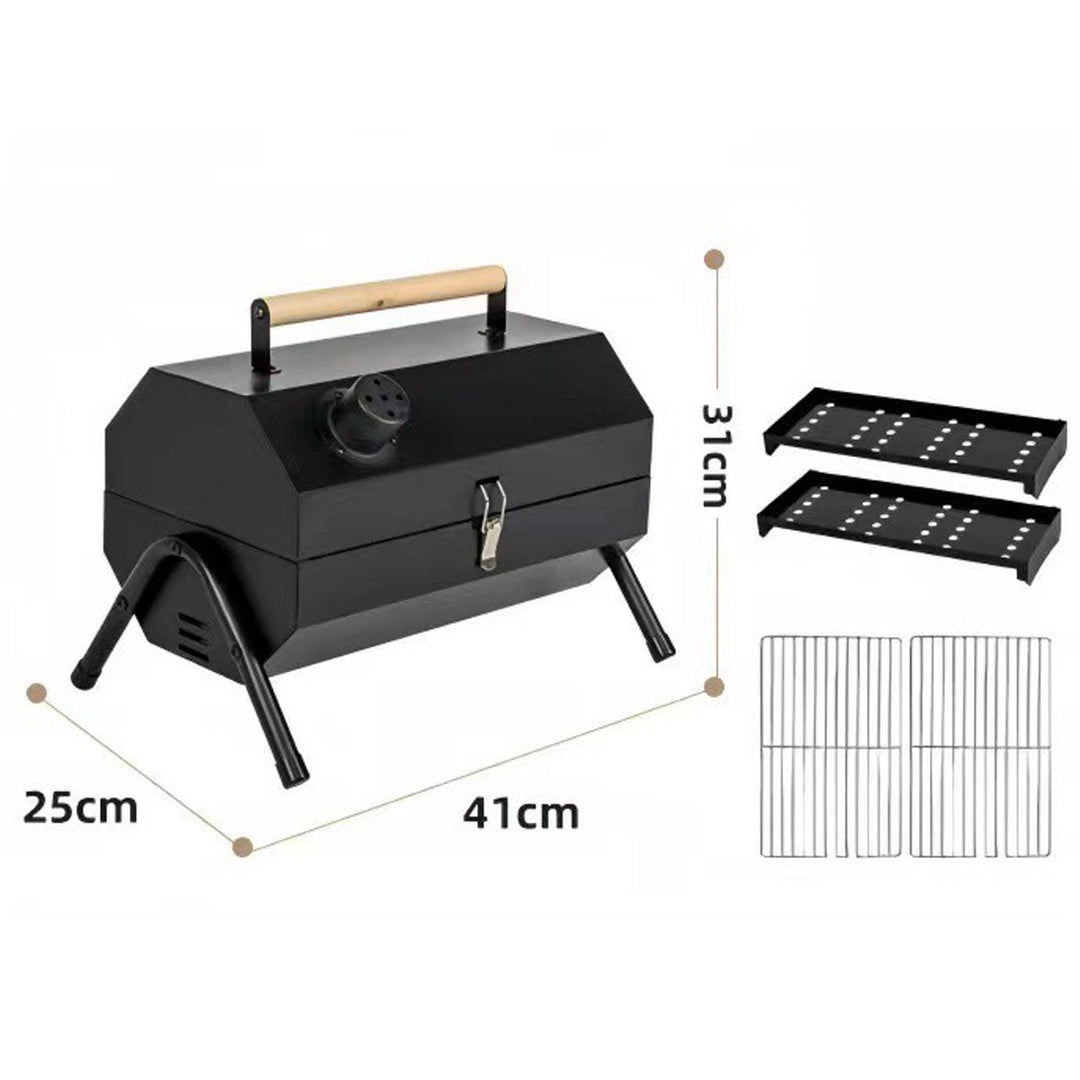Outdoor cooking portable charcoal grill, a must-have for camping and picnic BBQs.