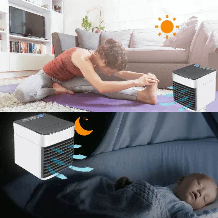 Compact personal air humidifier and cooler, ideal for creating a refreshing environment in any room.