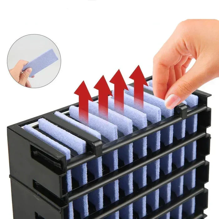 White portable air cooler, a personal evaporative mini air conditioner for efficient home cooling.