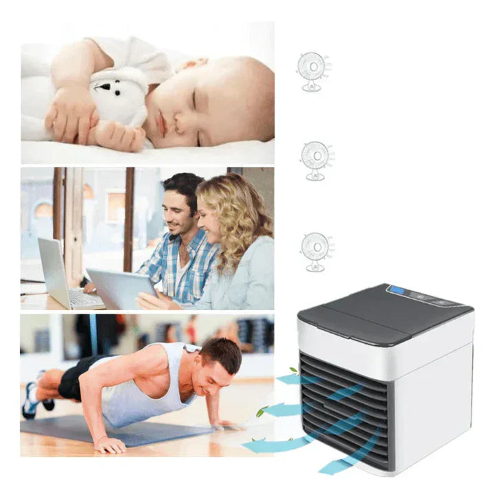 Sleek portable mini air conditioner, the ChillWave brings personal cool air and humidification.