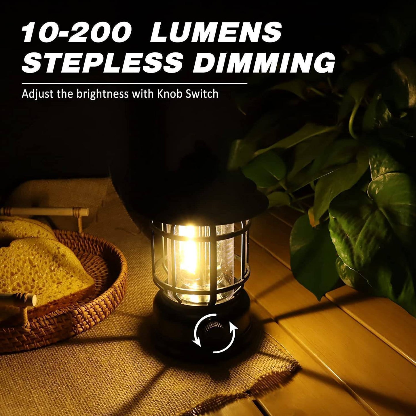 Portable COB rechargeable lantern, stepless dimming, for camping & emergency light