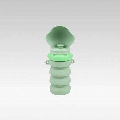Portable collapsible pet water bottle for dogs, 500ml, blue, leak-proof design