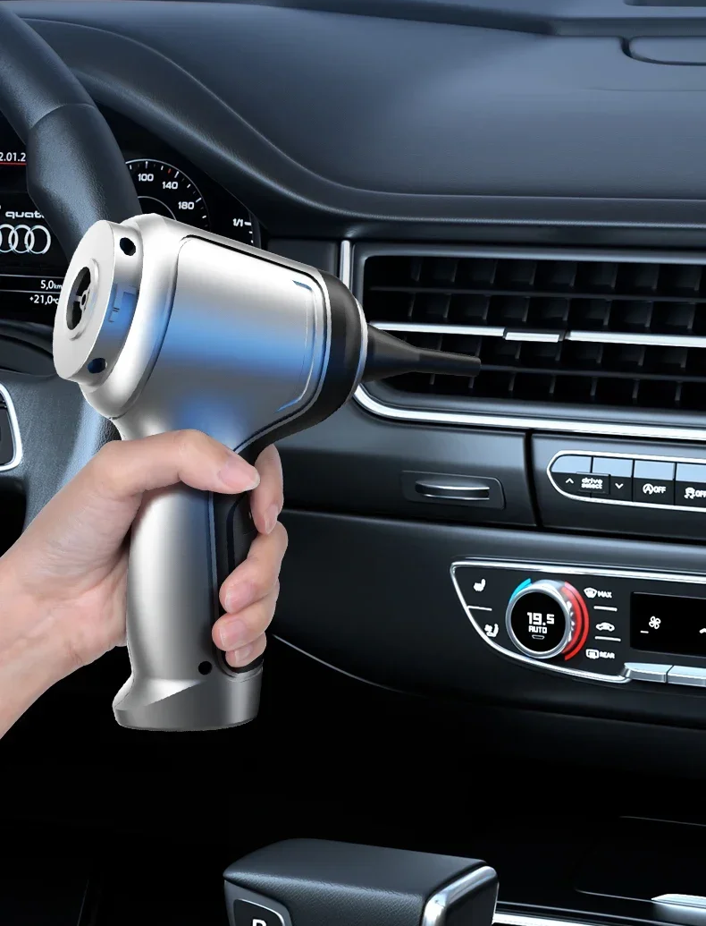 Powerful cordless handheld vacuum with brushless motor for car detailing & home cleaning.