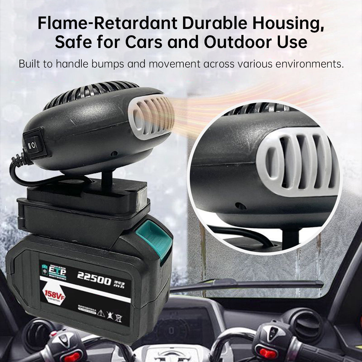 Durable portable heater, delivering 3-second fast heat for camping, outdoor events, or indoor comfort.