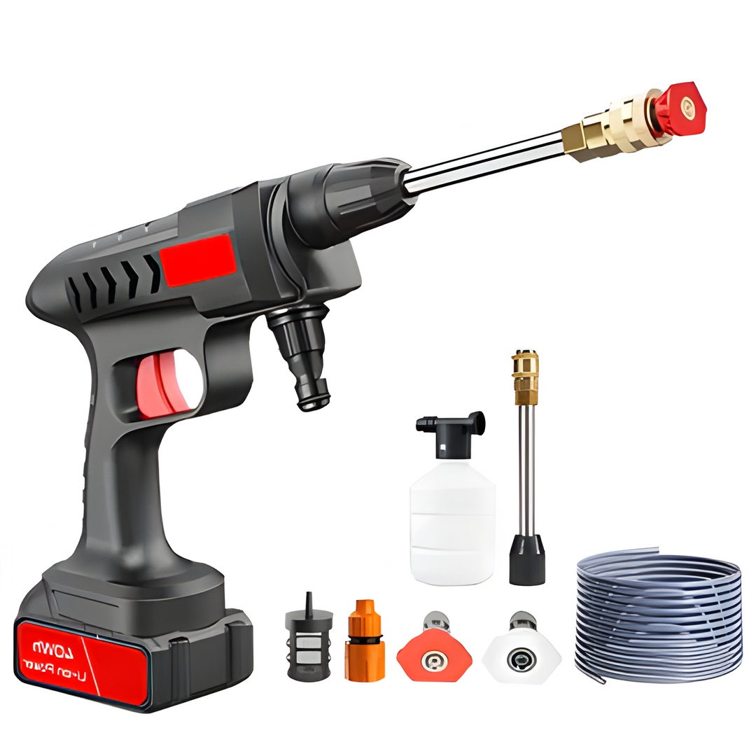 Portable cordless high-pressure washer gun for easy car cleaning, battery-powered & ideal for outdoor vehicle care.