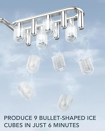 Party essential: quick ice maker for drinks & cocktails. Portable countertop appliance for home entertaining.