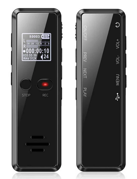 Portable digital voice recorder with noise reduction for lectures, meetings & interviews.