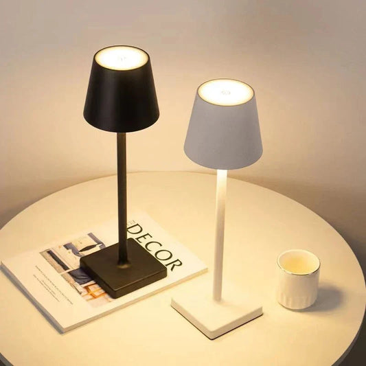Portable Dimmable LED Table Lamp, perfect for indoor/outdoor wireless lighting. Rechargeable modern design.