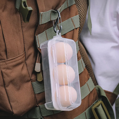 Lightweight egg storage container, green color, 2-egg size, ideal for backpackers.