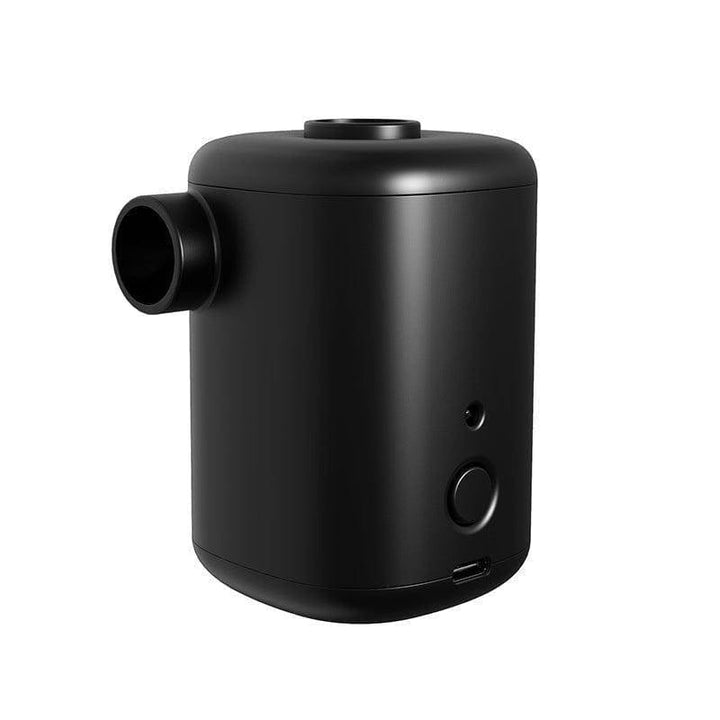 Portable electric mini air pump for inflatables and outdoor gear, compact and rechargeable.