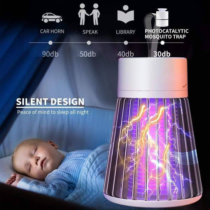Electric mosquito lamp with protective cage, a safe and efficient bug zapper for home.