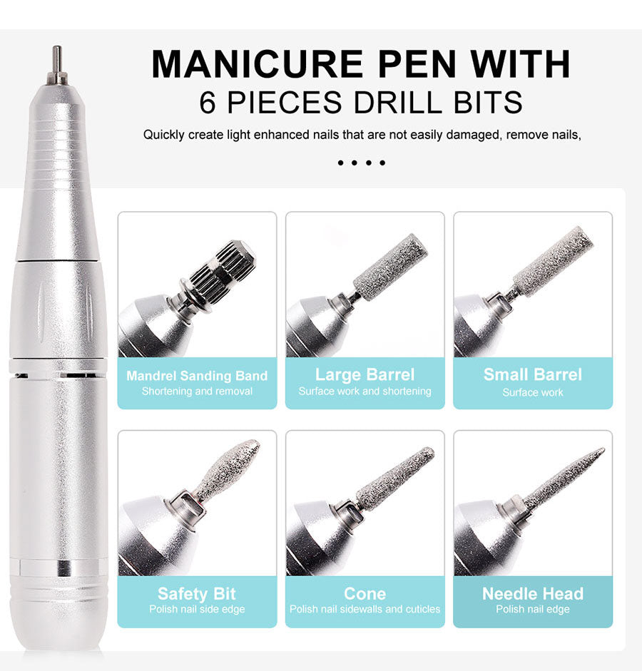 Professional electric nail file with 45000 RPM, quiet operation. Ideal for gel, acrylic & natural nail polishing.