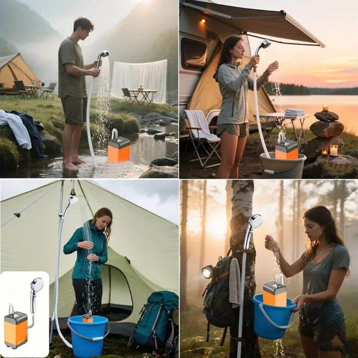 Electric pet wash shower, portable and adjustable pressure for outdoor use