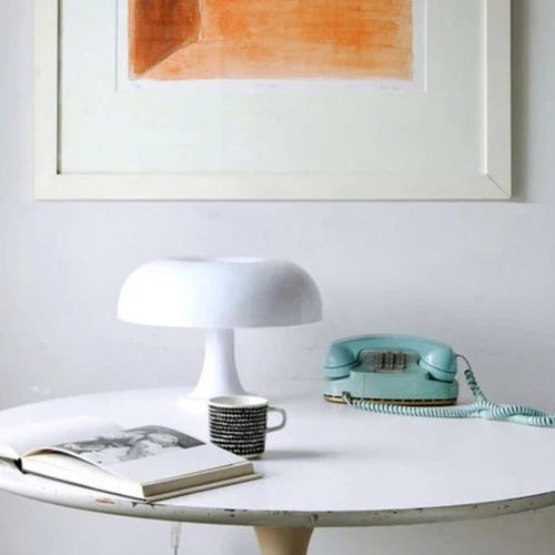 LumiShroom: Elegant mushroom table lamp, rechargeable LED light, a chic modern decor accent.