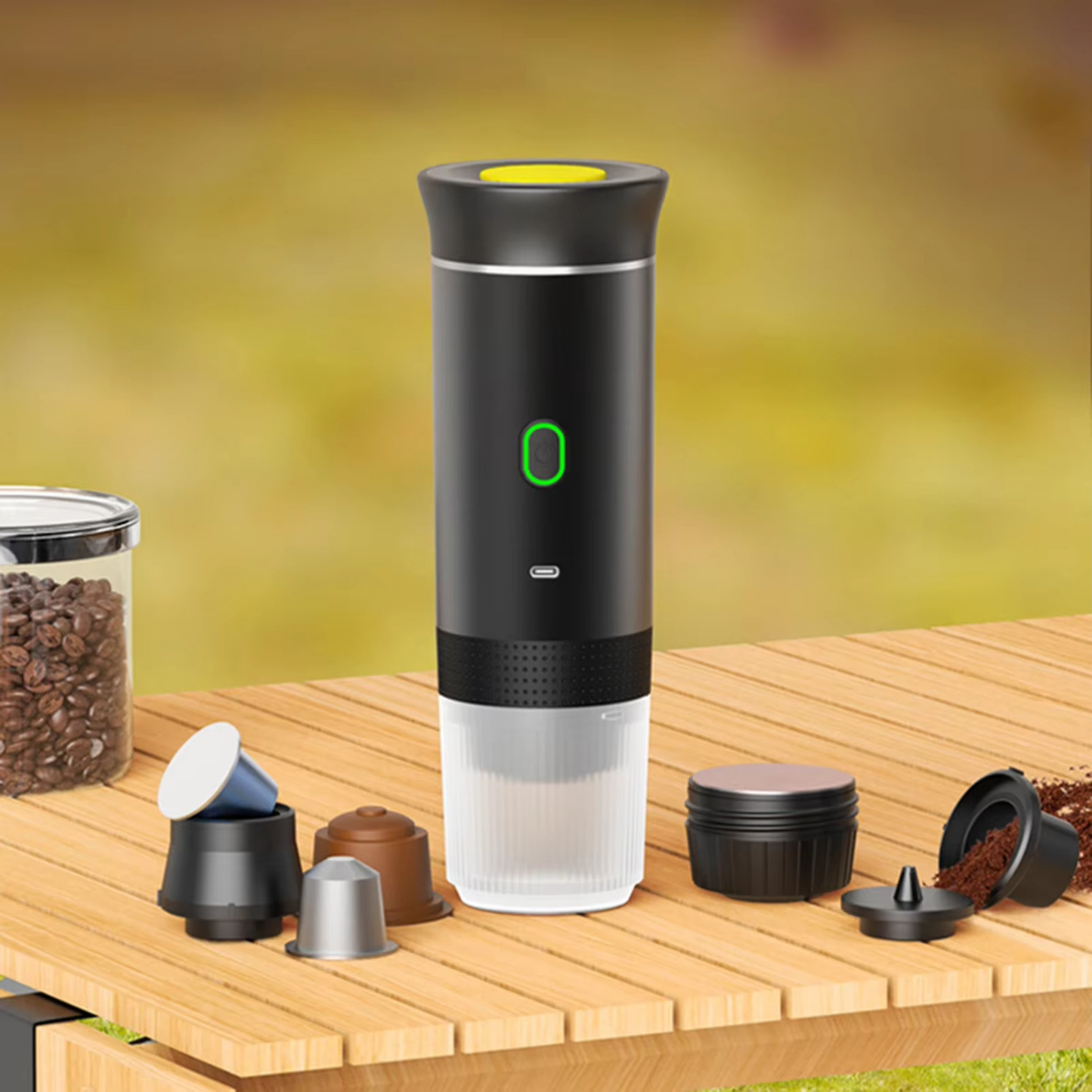 Unisex self-contained travel coffee maker, simple to use for delicious outdoor coffee