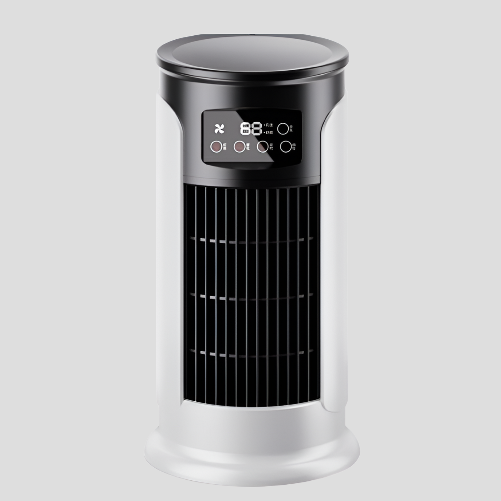 Portable evaporative cooler tower, a windowless AC unit for efficient home & room cooling, summer relief.