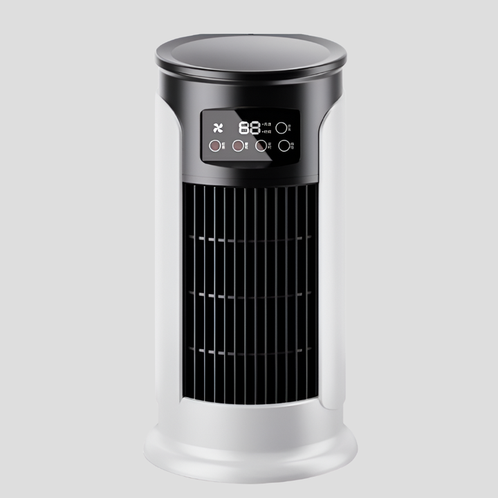 Portable evaporative cooler tower, a windowless AC unit for efficient home & room cooling, summer relief.