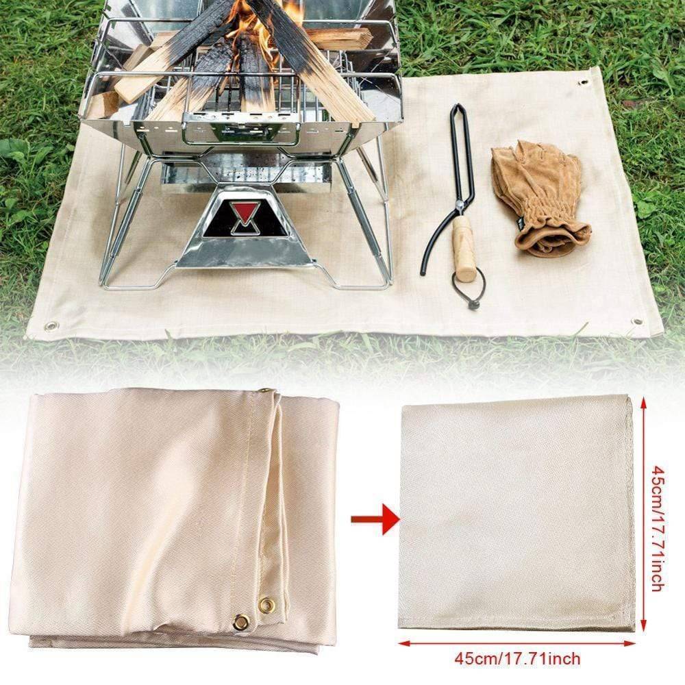 Portable flame retardant mat for outdoor camping fire safety, ideal for barbecues & cookware protection
