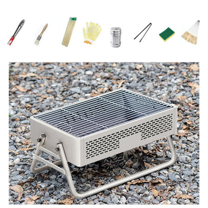 Portable outdoor cooking grill, smokeless and easy to set up anywhere