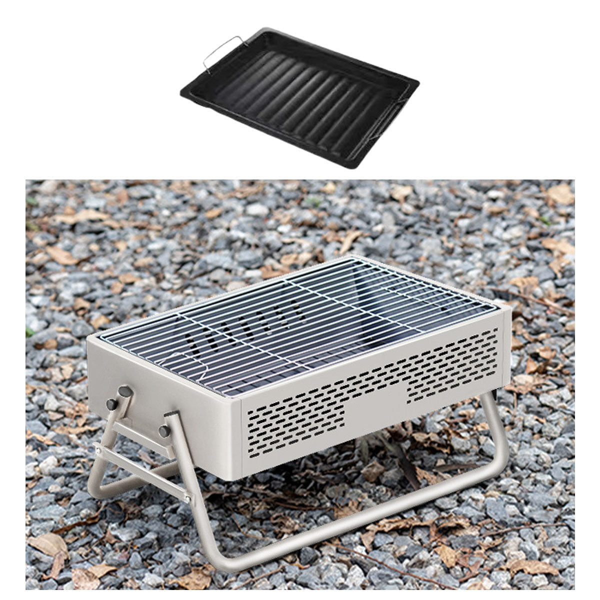 Compact BBQ grill with stand, smokeless and portable for any adventure