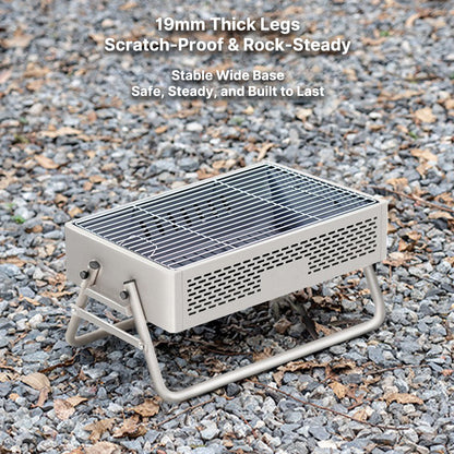Portable BBQ grill with stand, smokeless cooking for outdoor enthusiasts