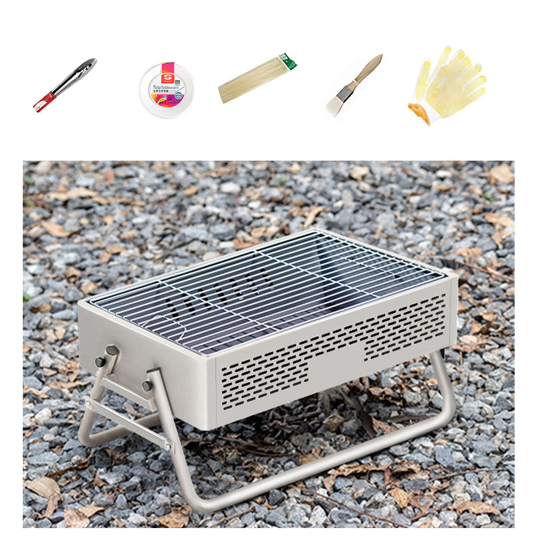 Smokeless grill with carry handle, portable for camping & outdoor use