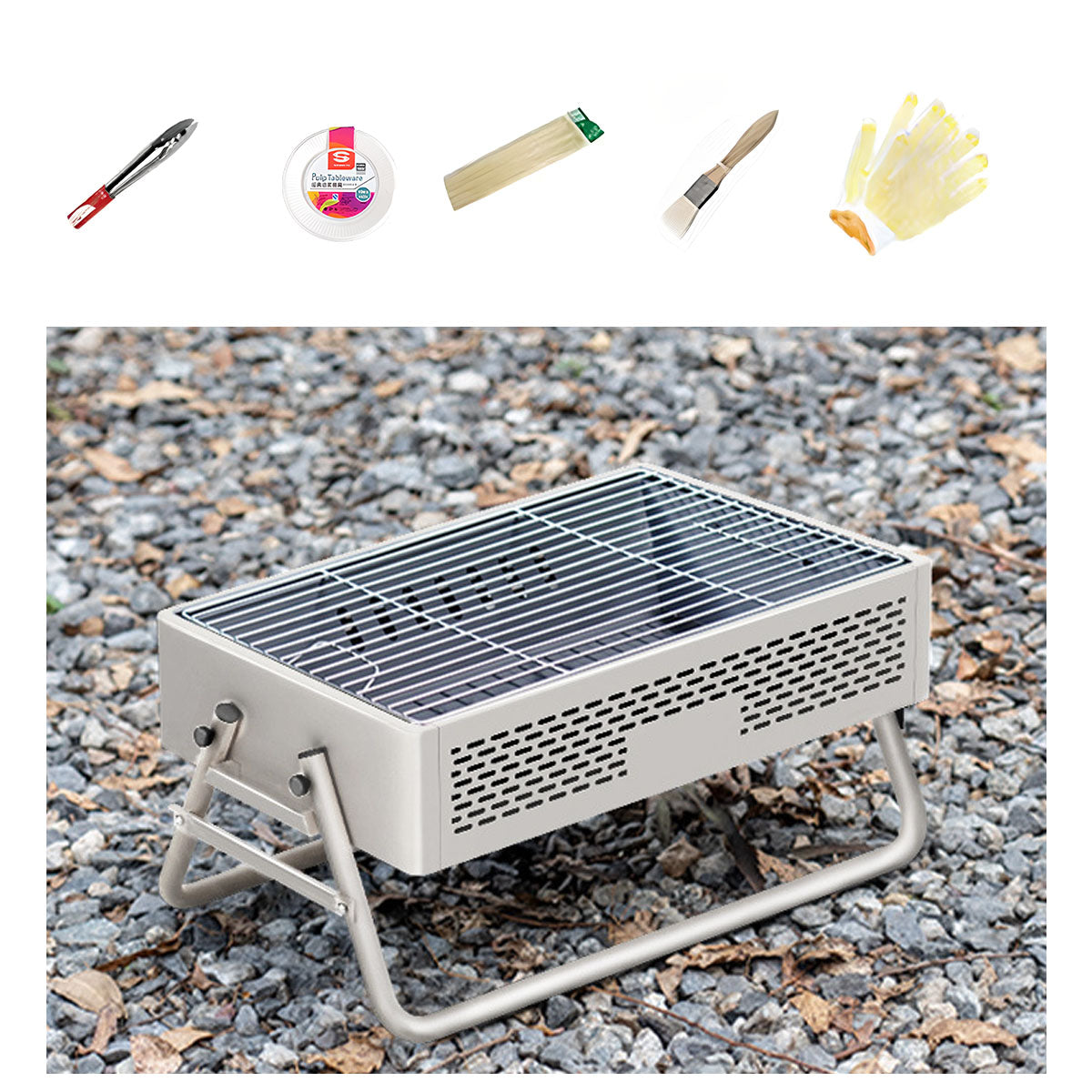 Smokeless grill with carry handle, portable for camping & outdoor use