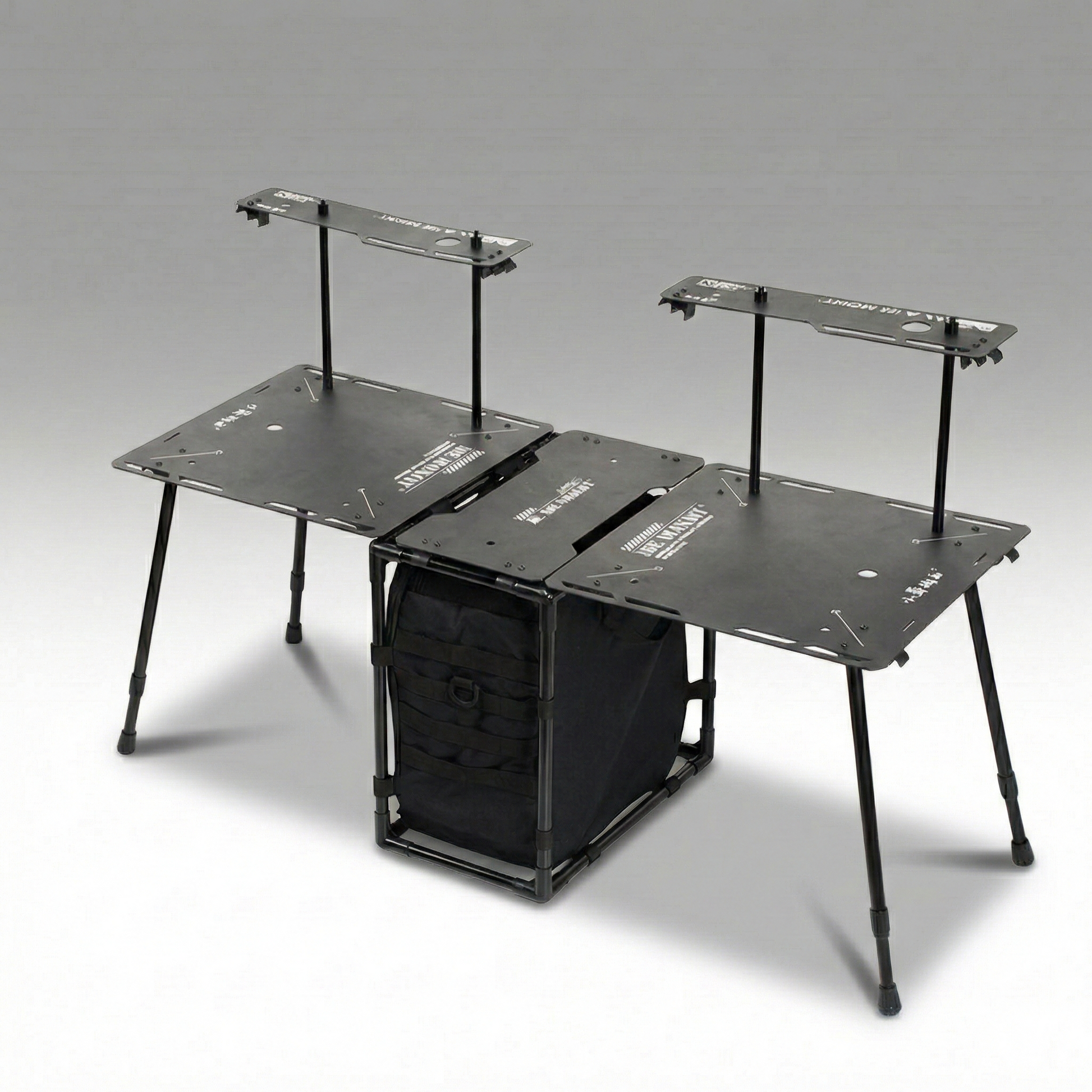 Portable folding camping table with 30L storage bag, ideal for outdoor camping essentials, front view