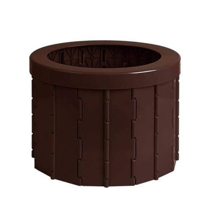 Portable toilet seat folded for easy transport, ideal for camping and outdoor adventures
