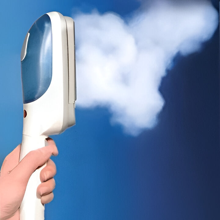 Stylish portable garment steamer, perfect for maintaining wrinkle-free clothes at home or while traveling.