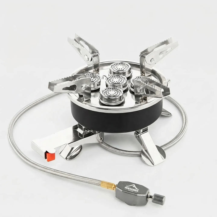 Gas camping stove with high output for all your outdoor cooking needs. Essential camp kitchen gear.