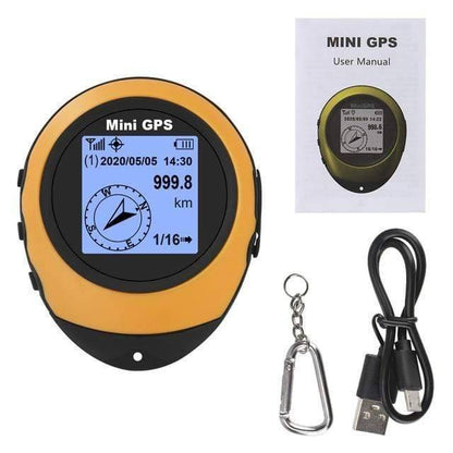 Handheld GPS navigator lying on a map, highlighting new routes for discovery and outdoor adventure