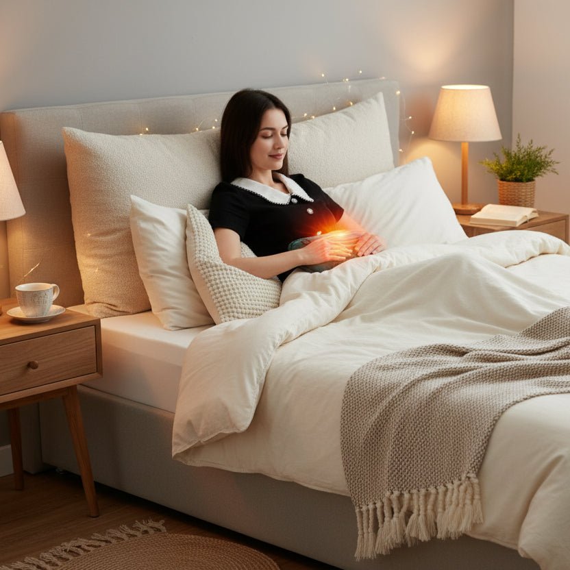 Compact, therapeutic heating pad to relieve muscle tension, cramps & pain; promotes comfort & relaxation.