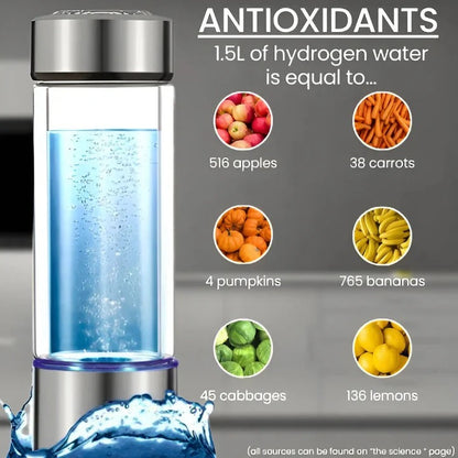 USB rechargeable hydrogen water bottle, black, for healthy hydration & personal wellness.