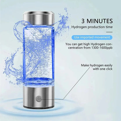 Compact, portable hydrogen water bottle, ideal for travel and on-the-go wellness.