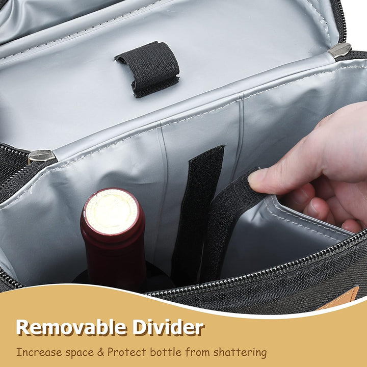 Enjoy your picnic with this portable insulated wine carrier. Holds two bottles, keeping drinks perfectly chilled.